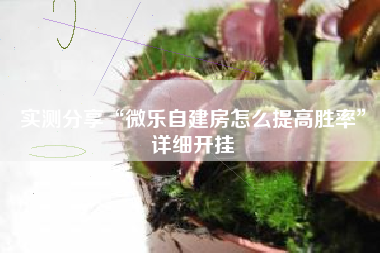实测分享“微乐自建房怎么提高胜率	”详细开挂