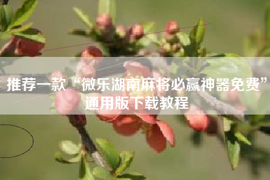 推荐一款“微乐湖南麻将必赢神器免费”通用版下载教程