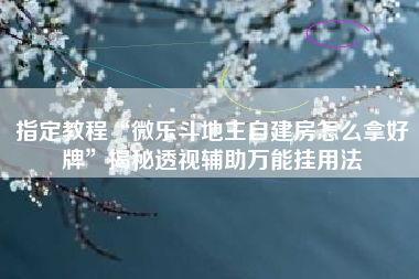 指定教程“微乐斗地主自建房怎么拿好牌”揭秘透视辅助万能挂用法