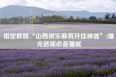 指定教程“山西微乐麻将开挂神器”(曝光透视必备猫腻