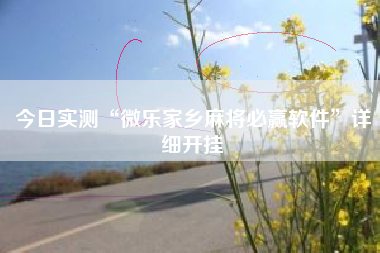 今日实测“微乐家乡麻将必赢软件”详细开挂