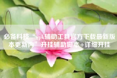 必备科技“wpk辅助工具官方下载最新版本更新内	”开挂辅助脚本+详细开挂