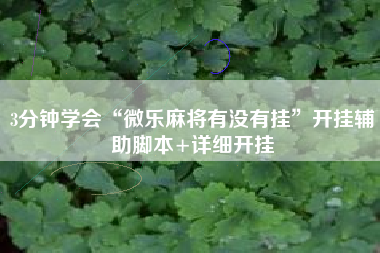 3分钟学会“微乐麻将有没有挂	”开挂辅助脚本+详细开挂