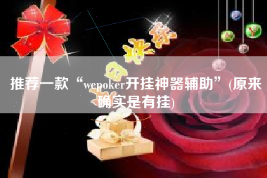 推荐一款“wepoker开挂神器辅助”(原来确实是有挂)