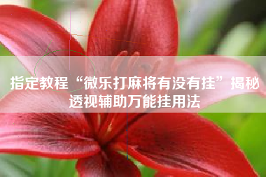 指定教程“微乐打麻将有没有挂”揭秘透视辅助万能挂用法