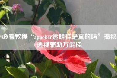 必看教程“appoker透明挂是真的吗”揭秘透视辅助万能挂