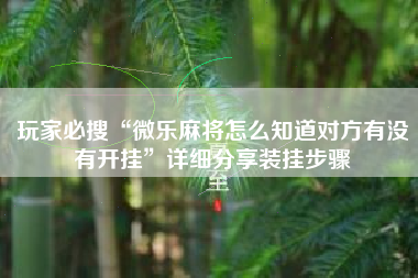 玩家必搜“微乐麻将怎么知道对方有没有开挂”详细分享装挂步骤