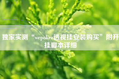 独家实测“wepoker透视挂安装购买”附开挂脚本详细
