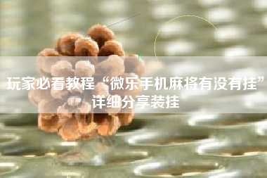 玩家必看教程“微乐手机麻将有没有挂”详细分享装挂