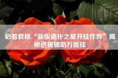 必看教程“新版德扑之星开挂作弊”揭秘透视辅助万能挂