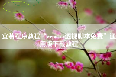 安装程序教程“wepoker透视脚本免费	”通用版下载教程