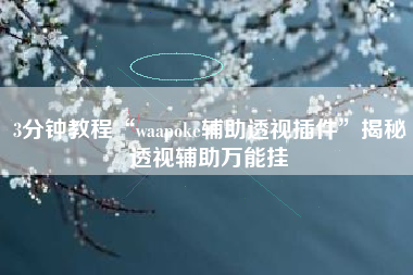 3分钟教程“waapoke辅助透视插件”揭秘透视辅助万能挂