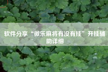 软件分享“微乐麻将有没有挂	”开挂辅助详细